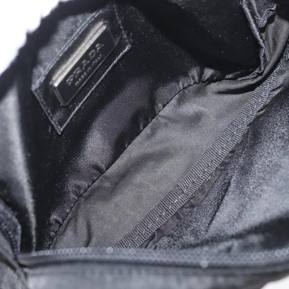 PRADA Body Bag Nylon Black Silver Auth 176176A
