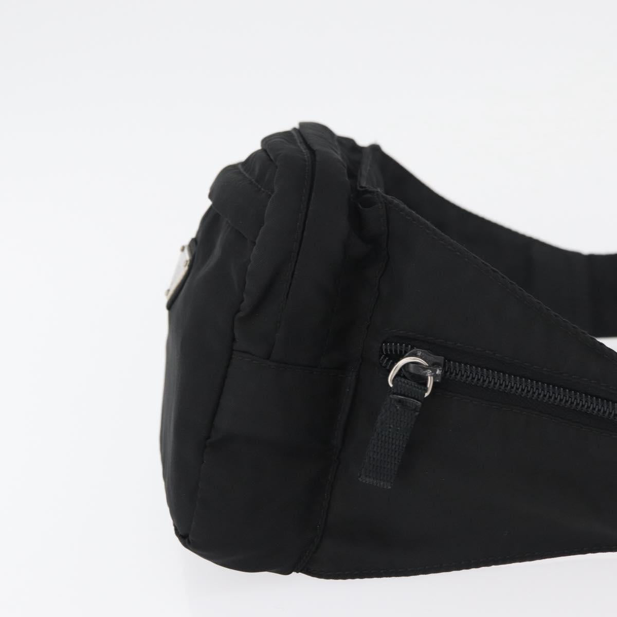 PRADA Body Bag Nylon Black Silver Auth 176176A
