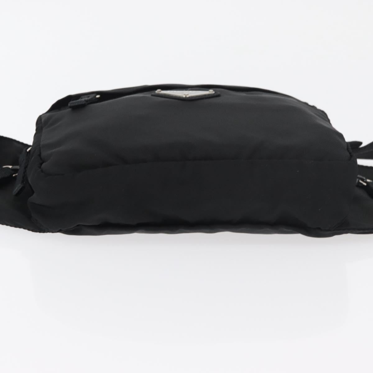 PRADA Body Bag Nylon Black Silver Auth 176176A