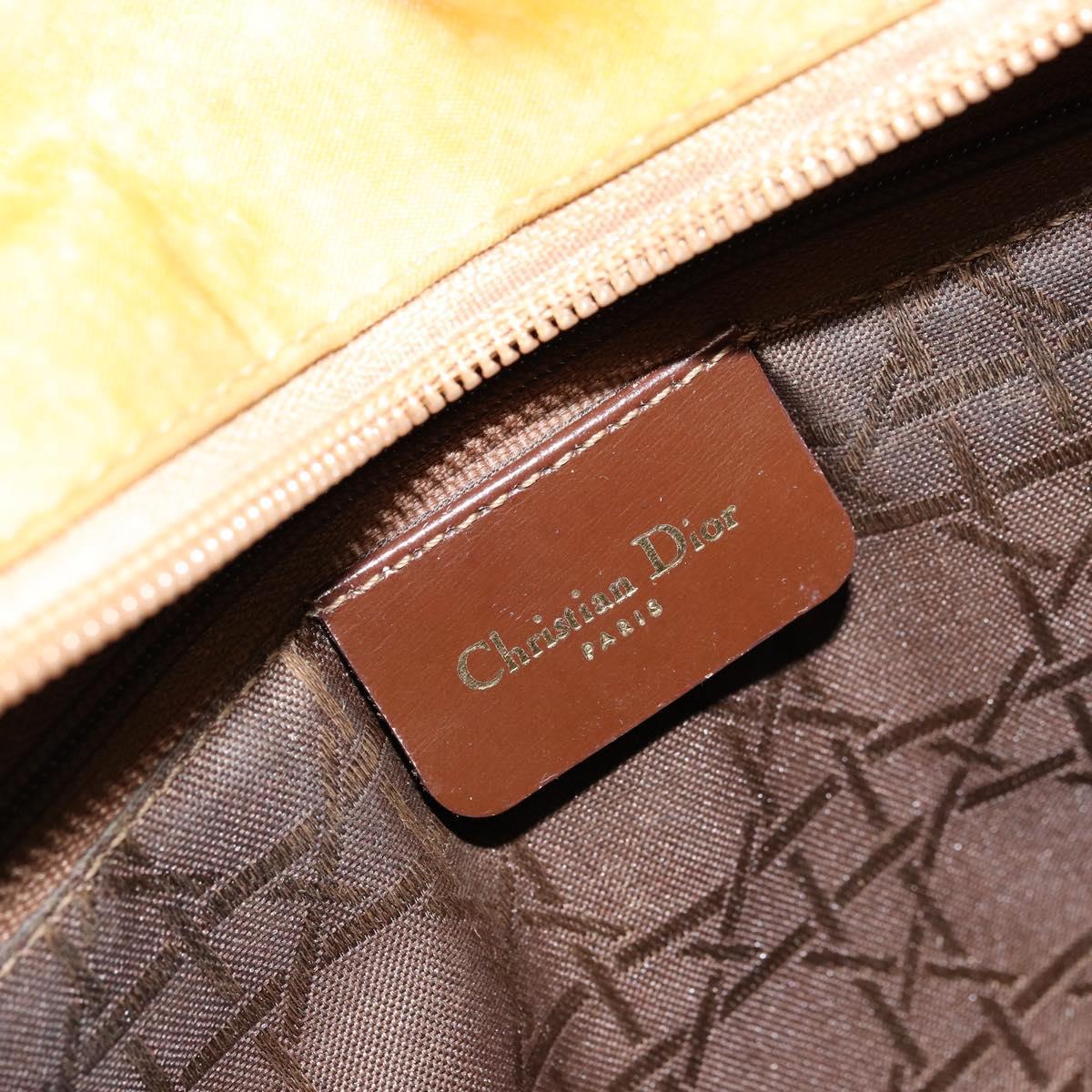 Christian Dior Canage Hand Bag Nylon 2way Green Gold Auth 176178