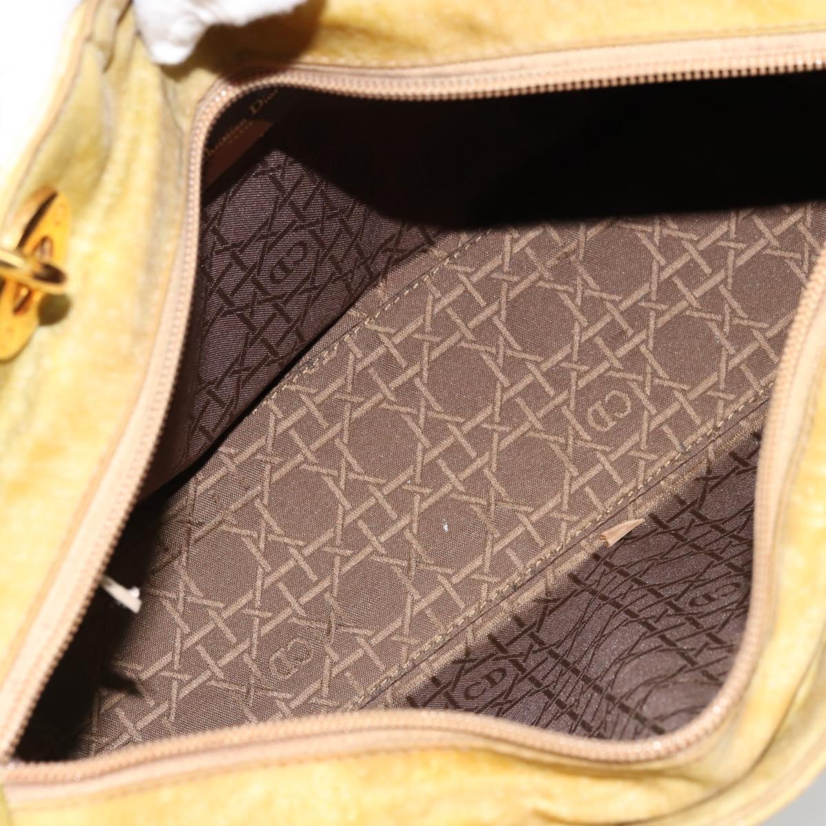 Christian Dior Canage Hand Bag Nylon 2way Green Gold Auth 176178