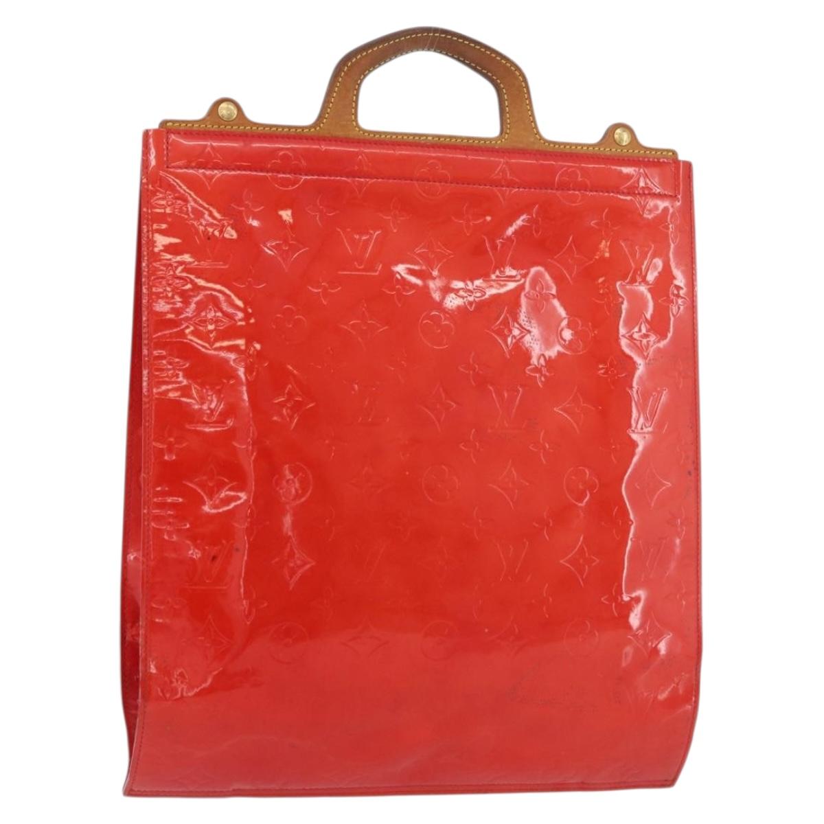 LOUIS VUITTON Monogram Vernis Stanton Tote Bag Red M91078 LV Auth 176180