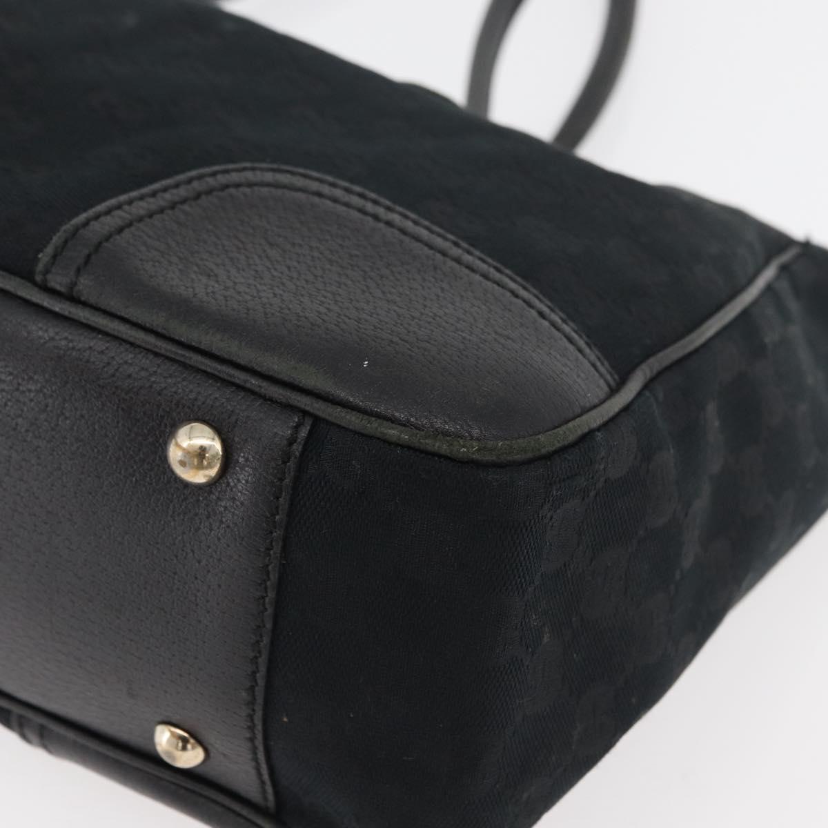 GUCCI GG Canvas Web Sherry Line Pretty Tote Bag Black Gold 163805 Auth 176182