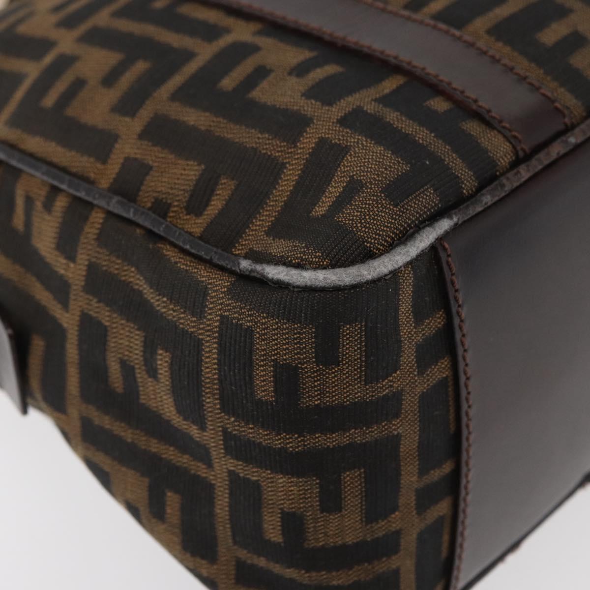 FENDI Zucca Canvas Hand Bag Brown Black Auth 176183