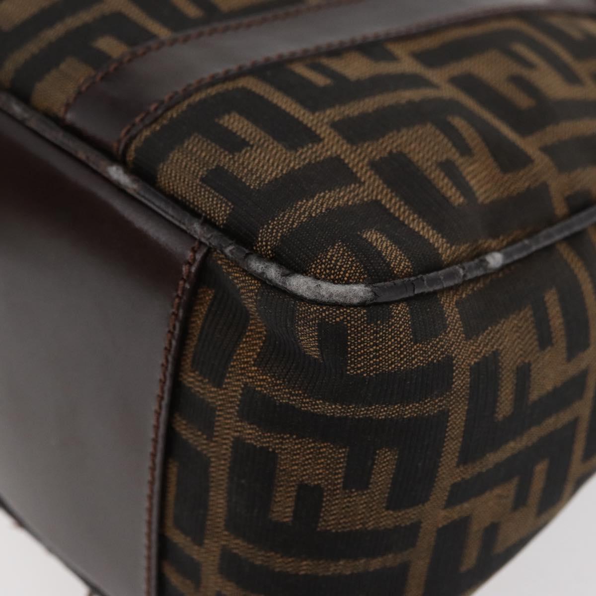 FENDI Zucca Canvas Hand Bag Brown Black Auth 176183