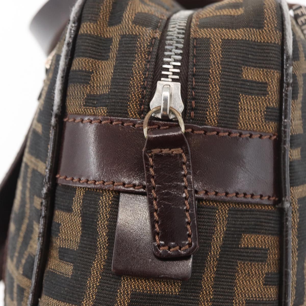 FENDI Zucca Canvas Hand Bag Brown Black Auth 176183