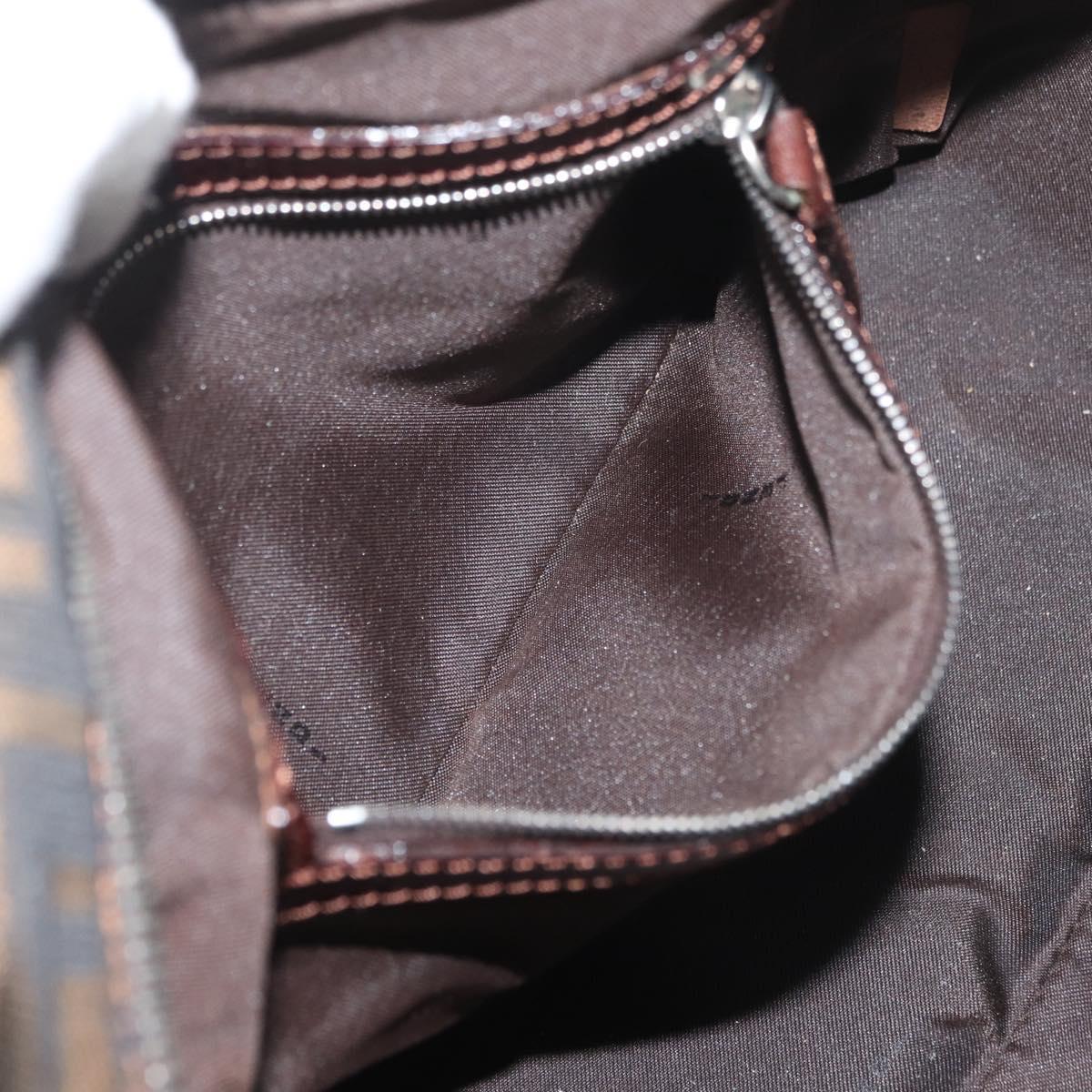 FENDI Zucca Canvas Hand Bag Brown Black Auth 176183