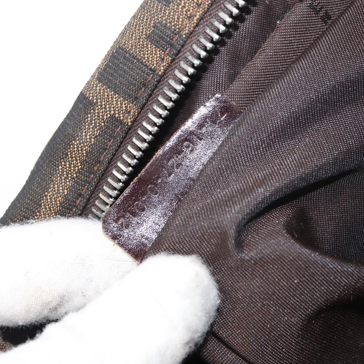 FENDI Zucca Canvas Hand Bag Brown Black Auth 176183