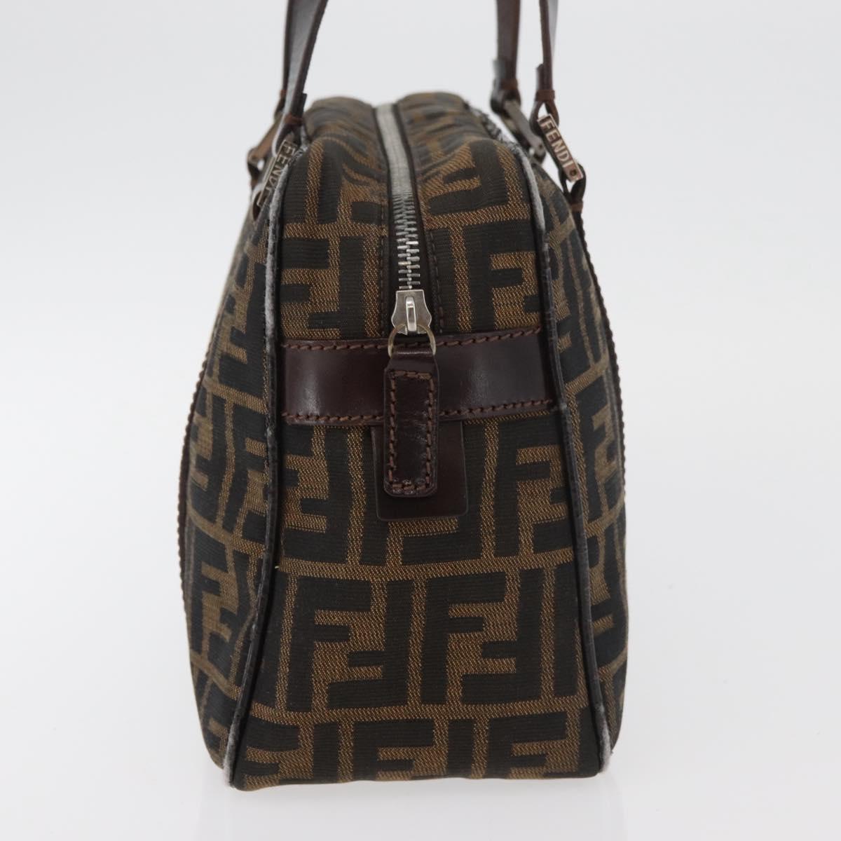 FENDI Zucca Canvas Hand Bag Brown Black Auth 176183