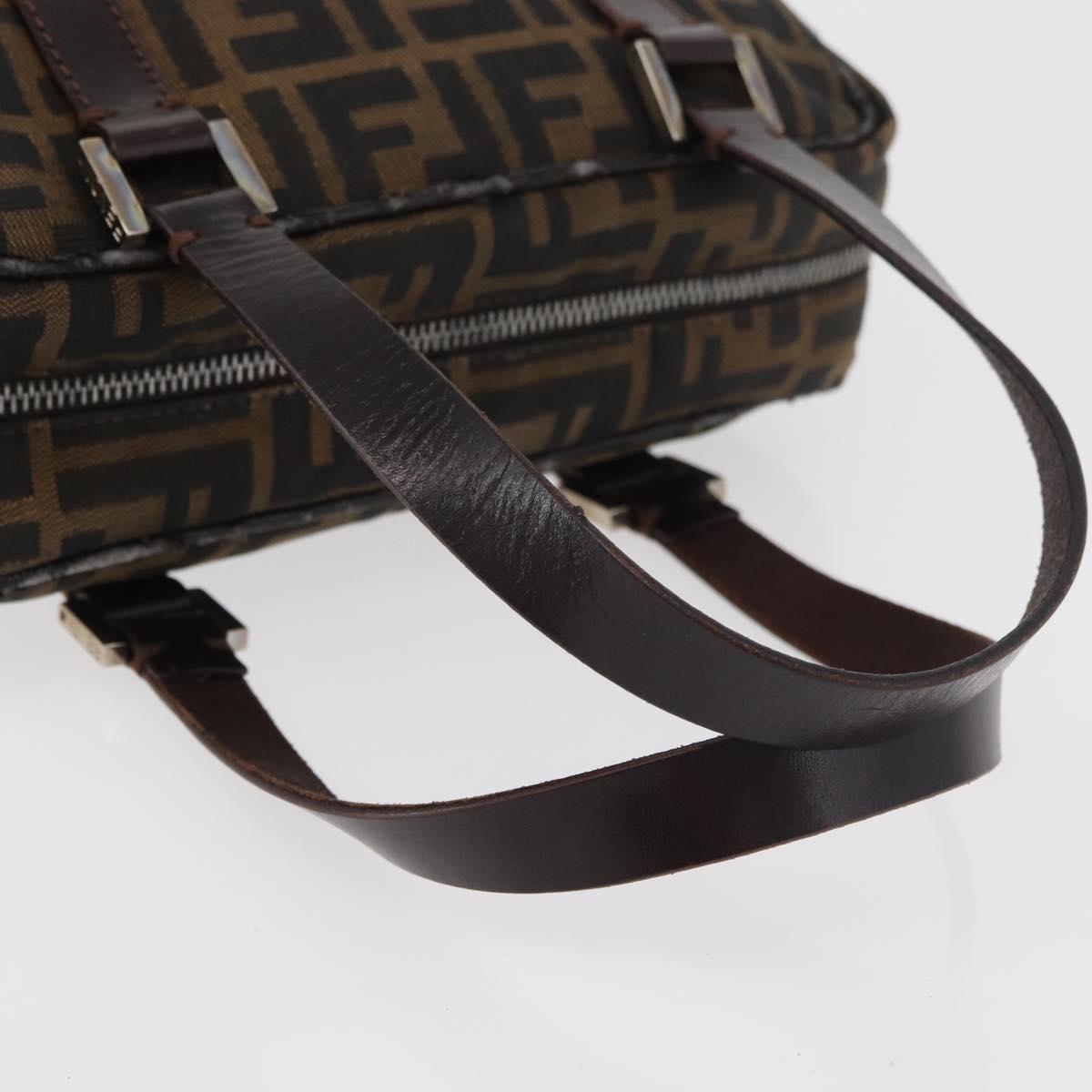FENDI Zucca Canvas Hand Bag Brown Black Auth 176183