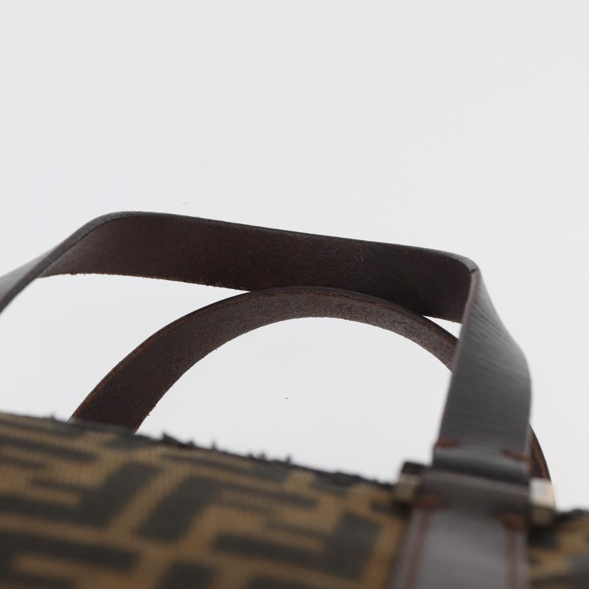 FENDI Zucca Canvas Hand Bag Brown Black Auth 176183