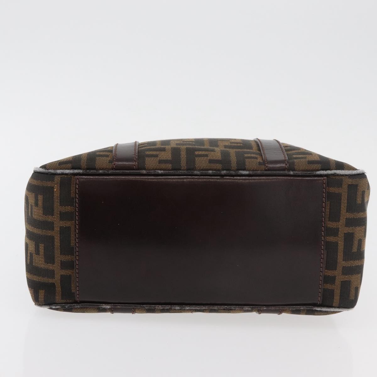 FENDI Zucca Canvas Hand Bag Brown Black Auth 176183