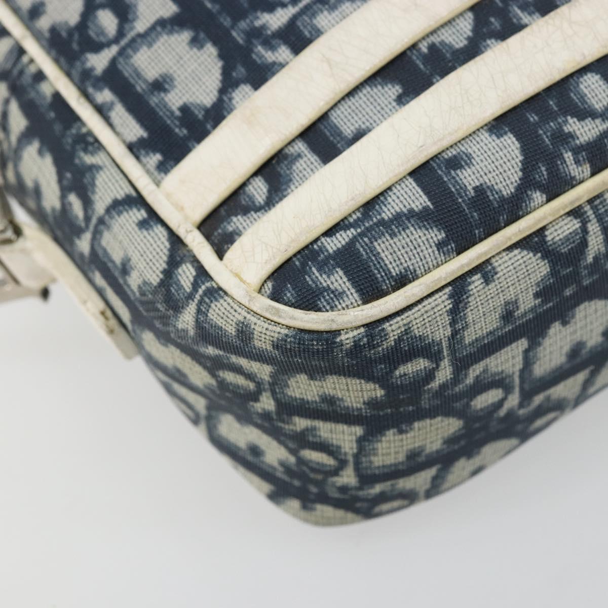 Christian Dior Trotter Canvas Shoulder Bag PVC Navy Silver Auth 176185