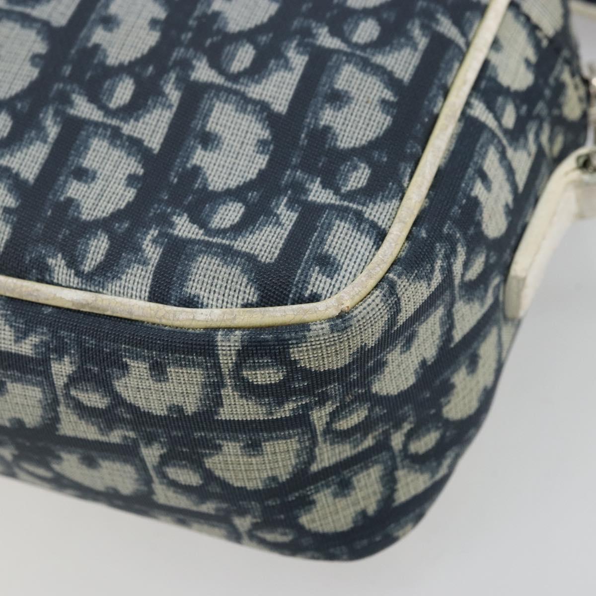 Christian Dior Trotter Canvas Shoulder Bag PVC Navy Silver Auth 176185