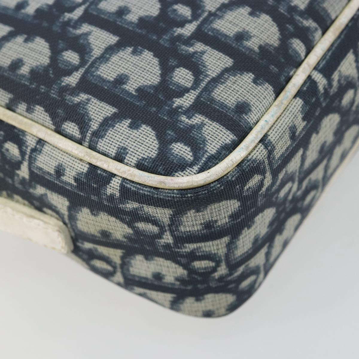 Christian Dior Trotter Canvas Shoulder Bag PVC Navy Silver Auth 176185