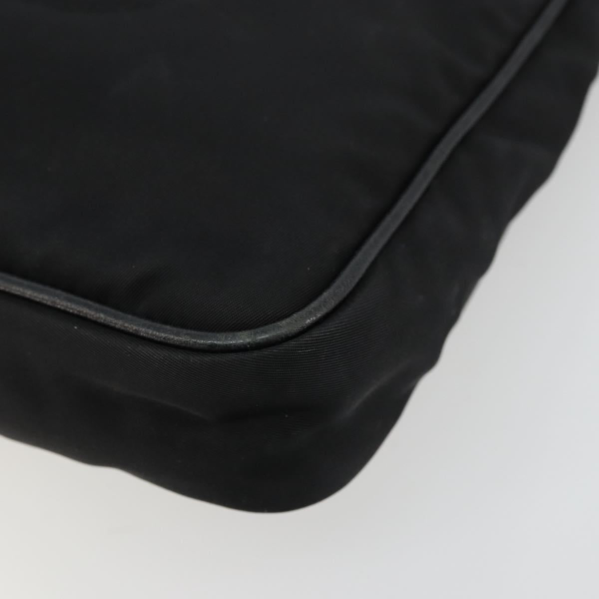 PRADA Shoulder Bag Nylon Black Gold Auth 176186A