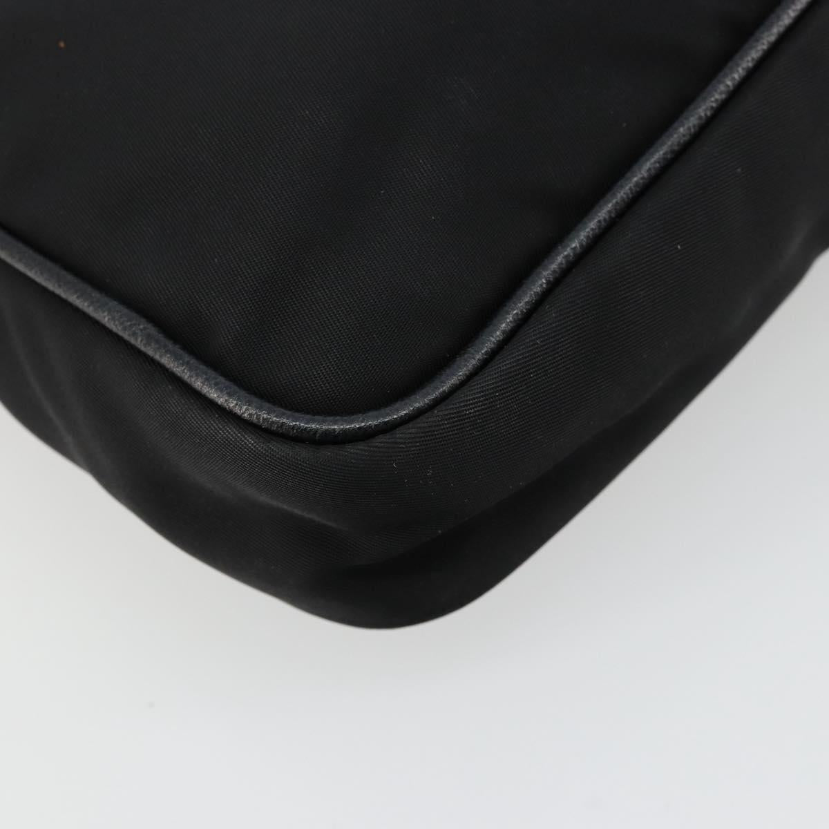 PRADA Shoulder Bag Nylon Black Gold Auth 176186A