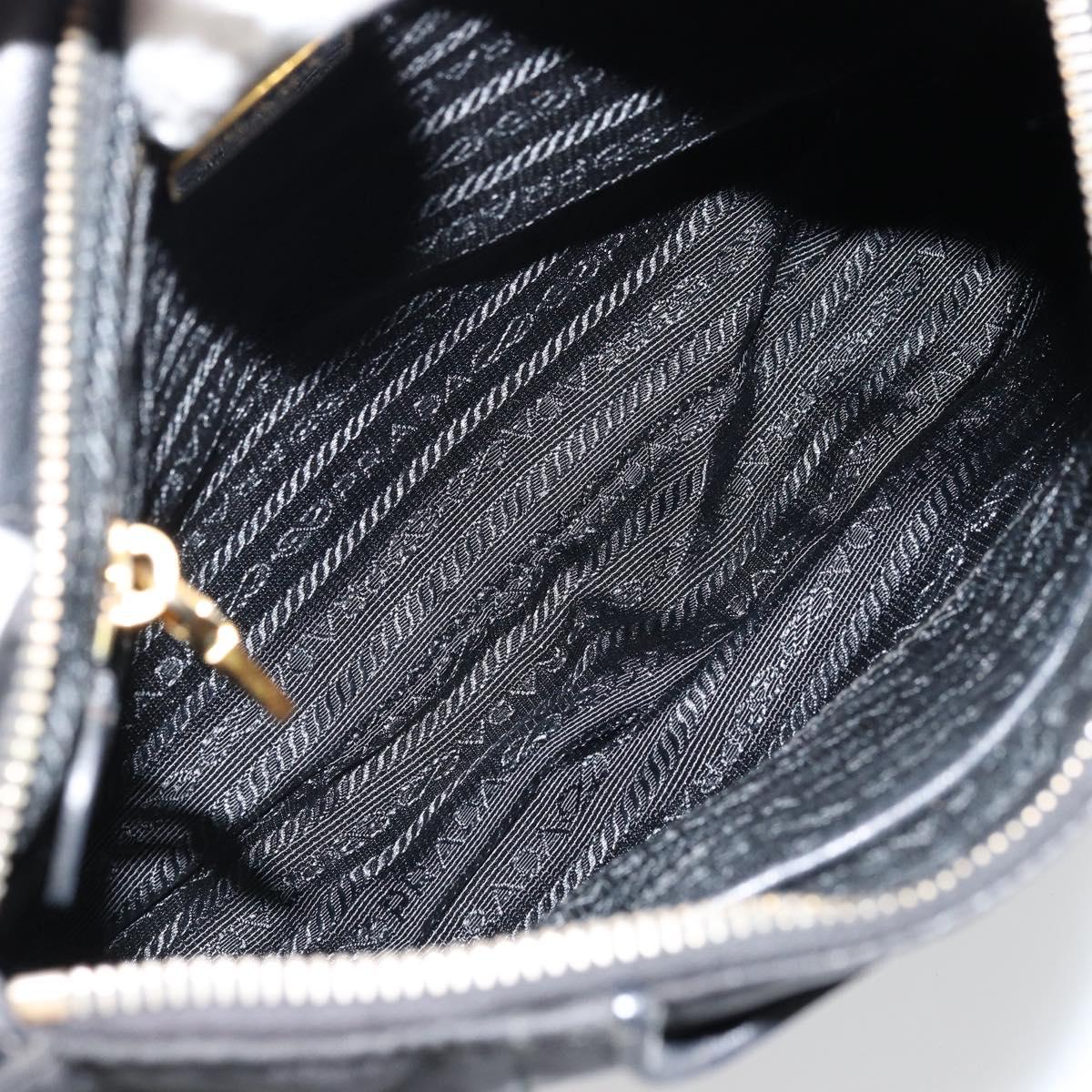 PRADA Shoulder Bag Nylon Black Gold Auth 176186A