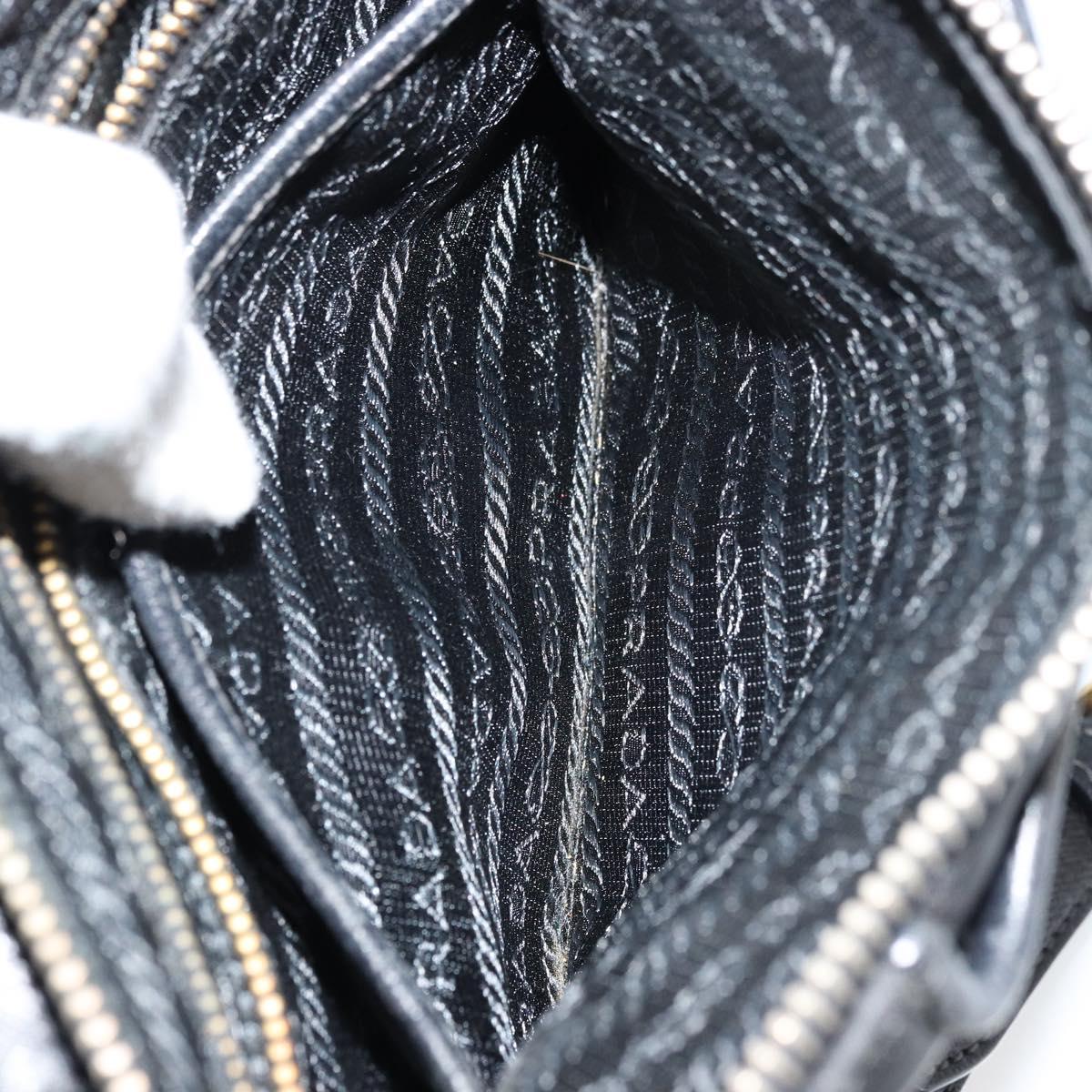 PRADA Shoulder Bag Nylon Black Gold Auth 176186A