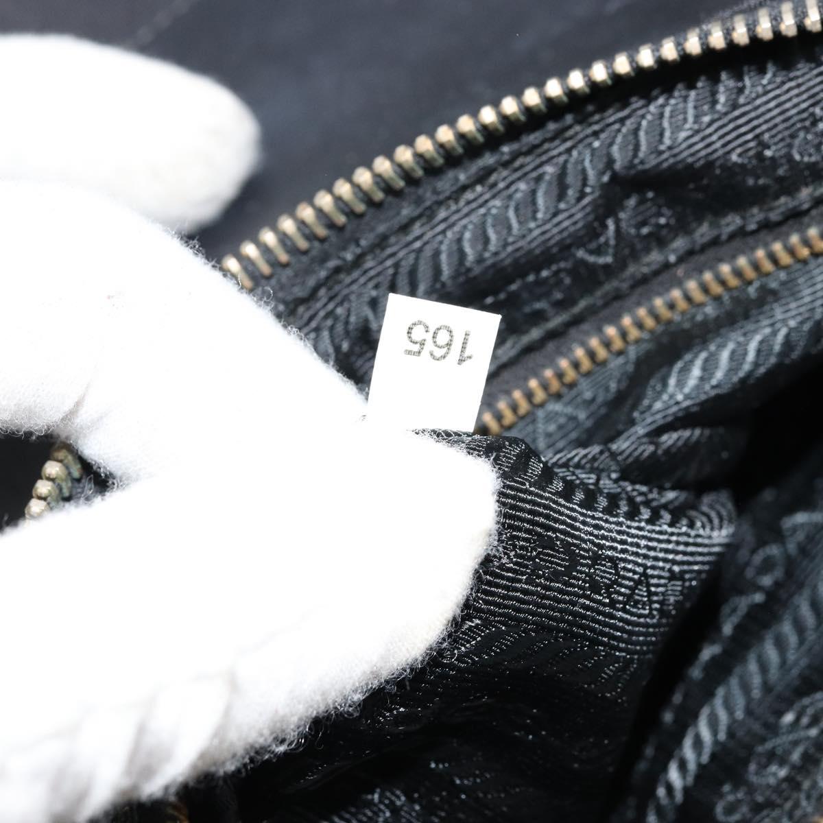 PRADA Shoulder Bag Nylon Black Gold Auth 176186A