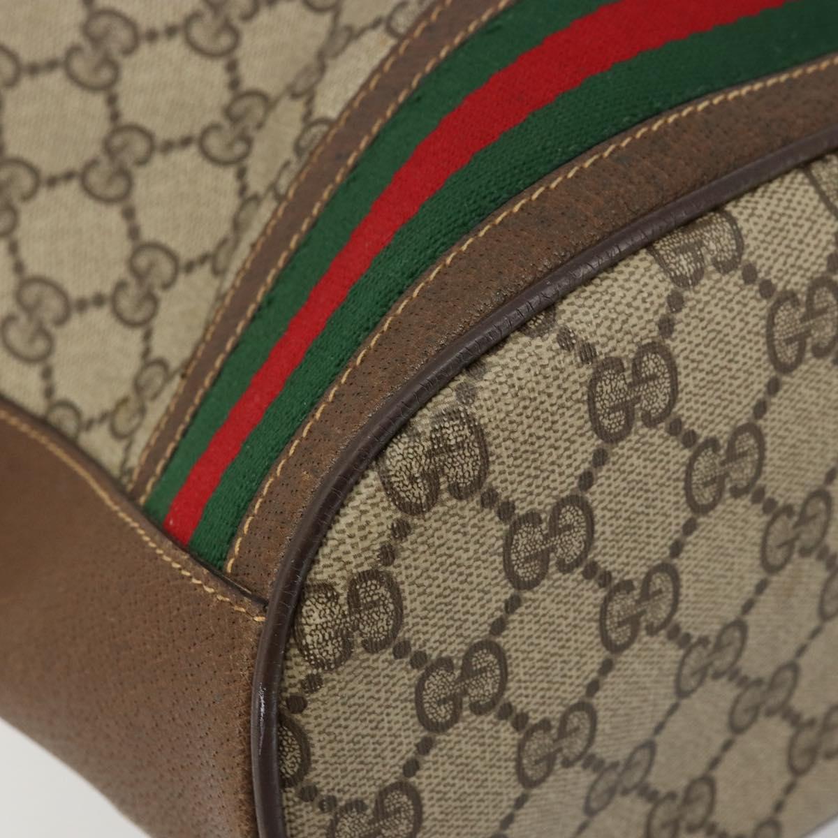 GUCCI GG Supreme Web Sherry Line Bag PVC Beige Gold 001 41 0850 Auth 176189