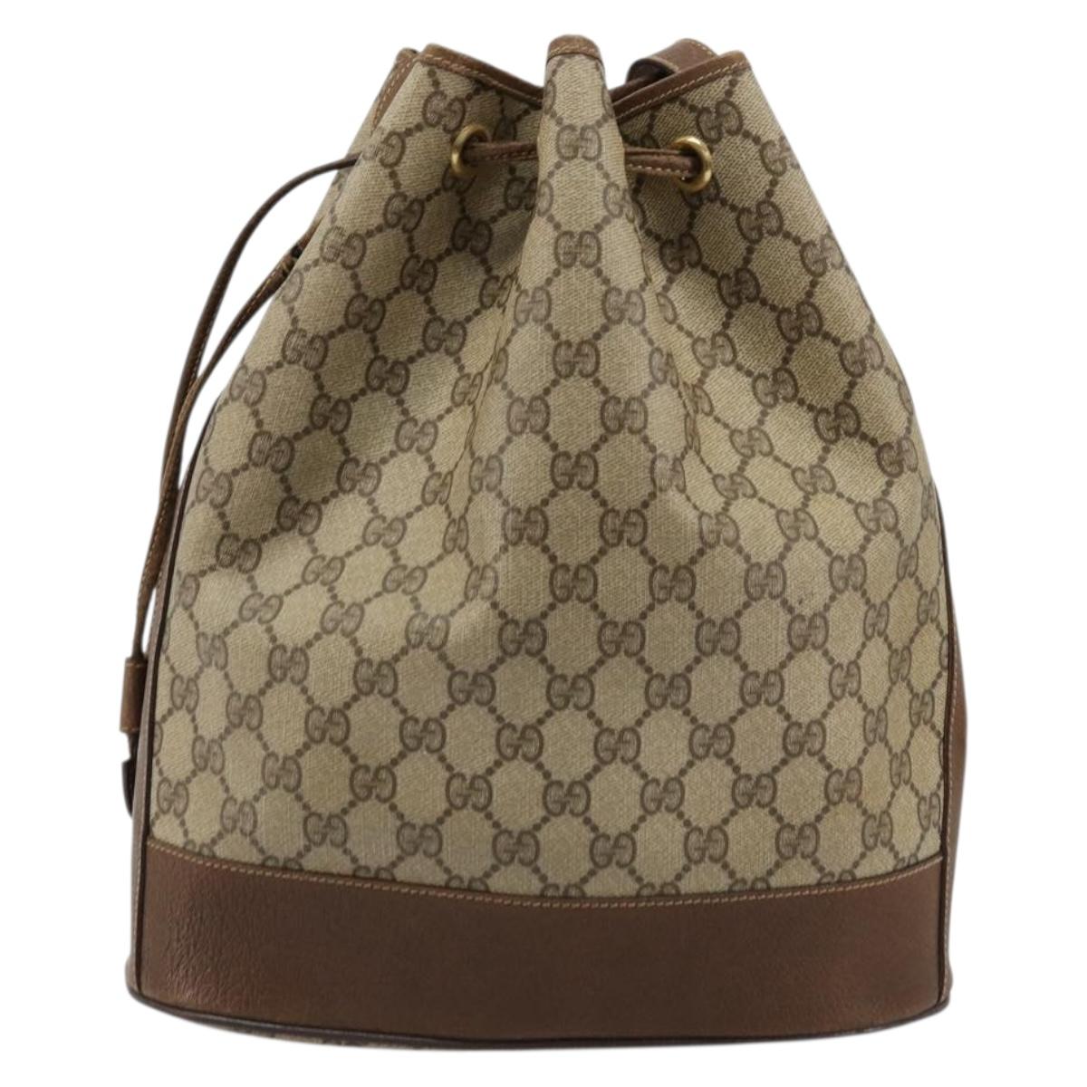 GUCCI GG Supreme Web Sherry Line Bag PVC Beige Gold 001 41 0850 Auth 176189