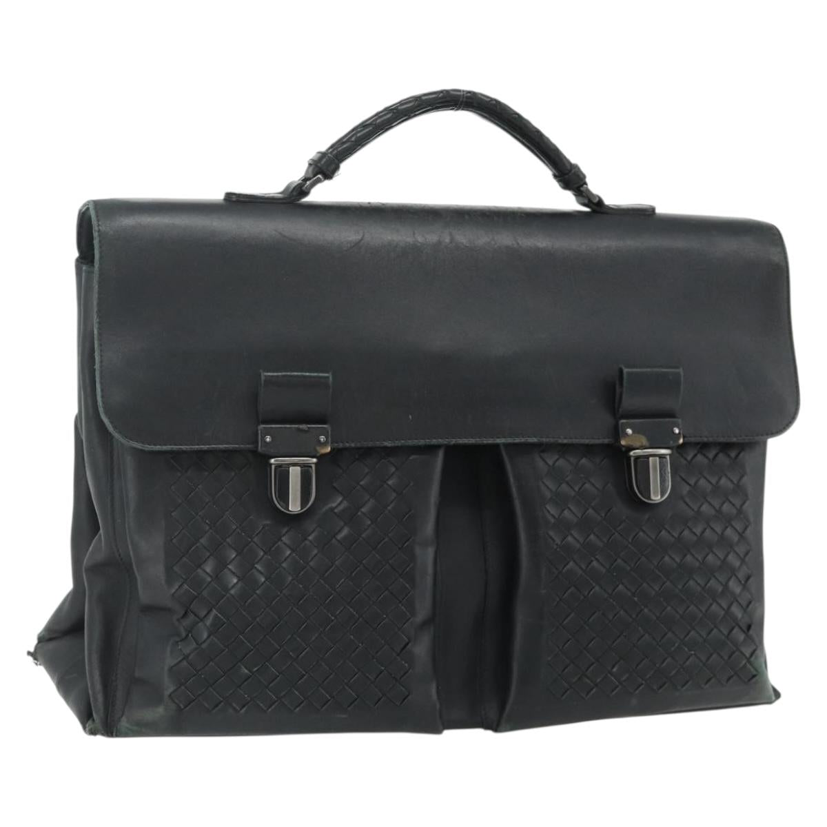 BOTTEGA VENETA INTRECCIATO Business Bag Leather Black 155172 Auth 176192