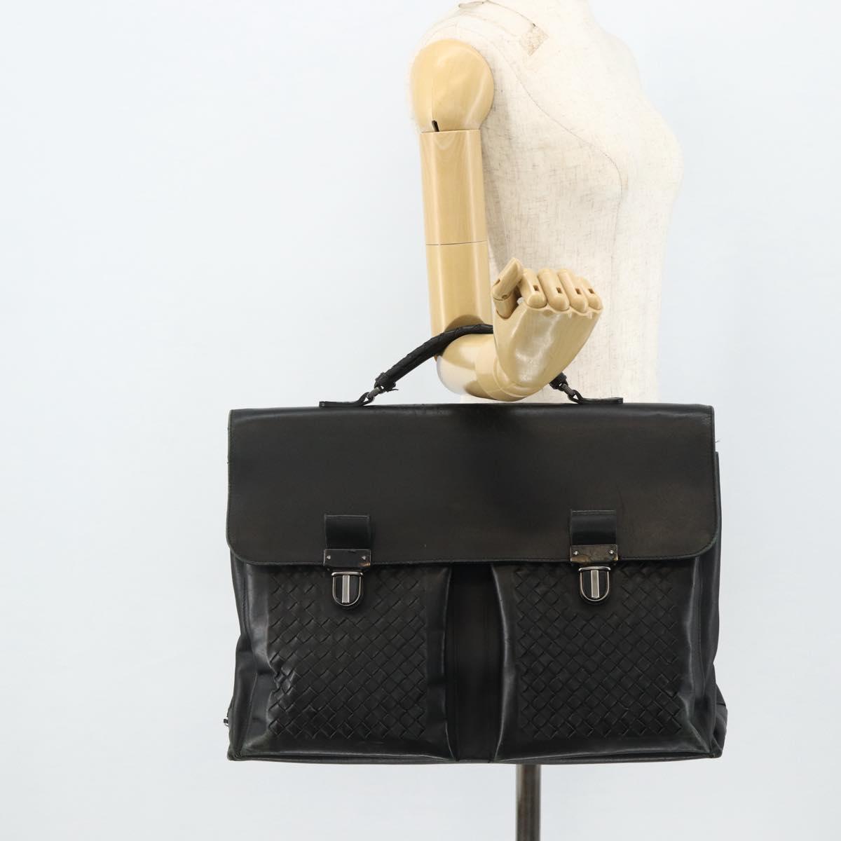 BOTTEGA VENETA INTRECCIATO Business Bag Leather Black 155172 Auth 176192