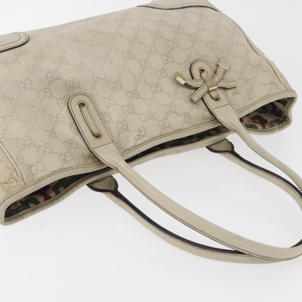 GUCCI GG Canvas Guccissima Princess Bag Leather Ivory Gold 163805 Auth 176193