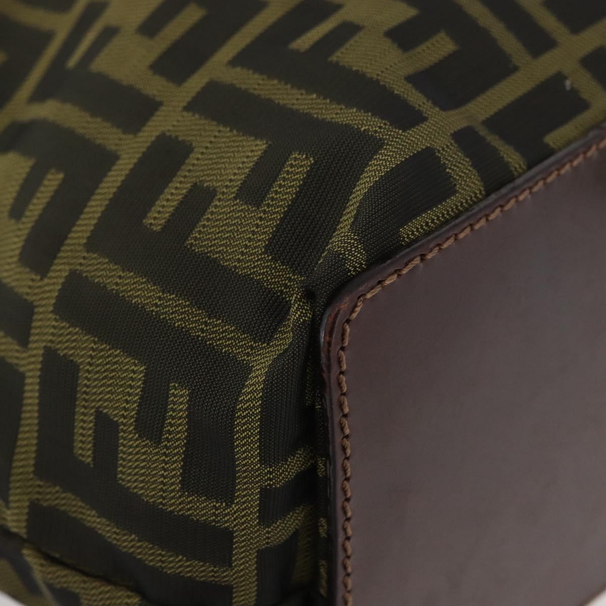 FENDI Zucca Canvas Hand Bag Brown Black Auth 176194