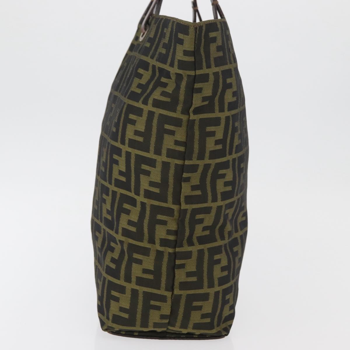 FENDI Zucca Canvas Hand Bag Brown Black Auth 176194