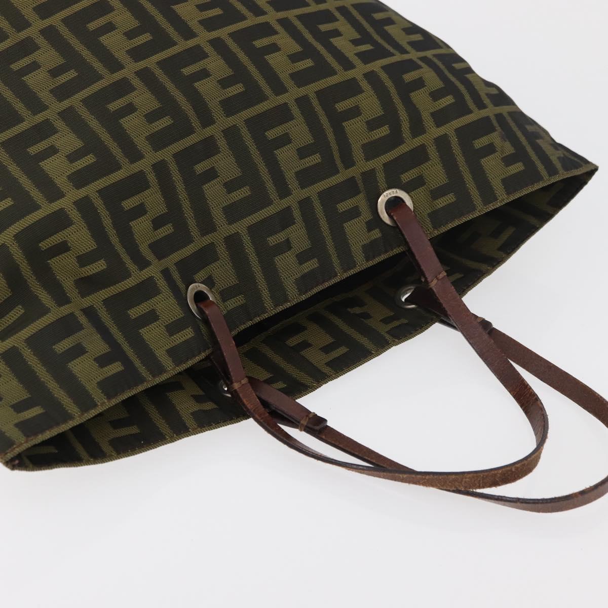 FENDI Zucca Canvas Hand Bag Brown Black Auth 176194