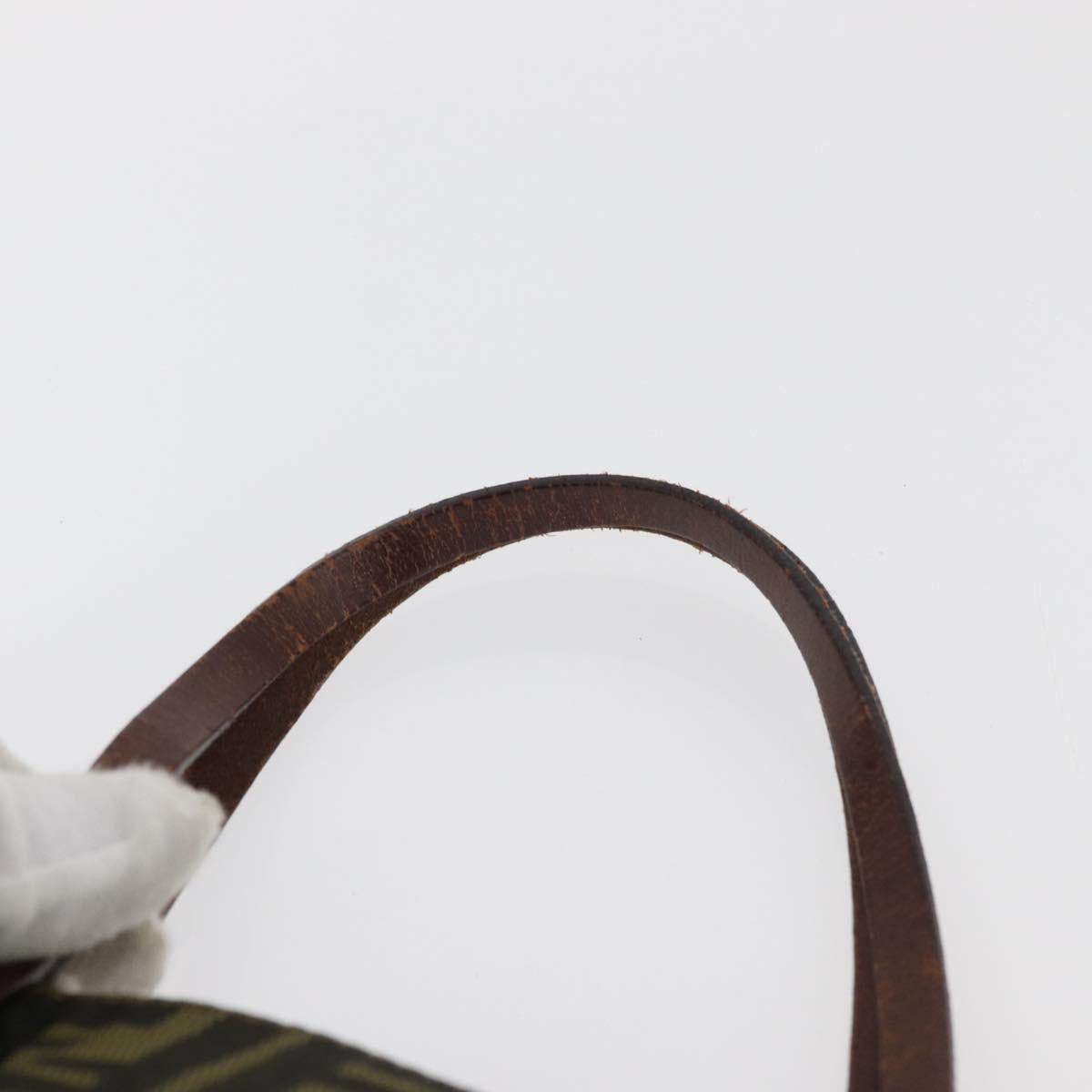 FENDI Zucca Canvas Hand Bag Brown Black Auth 176194