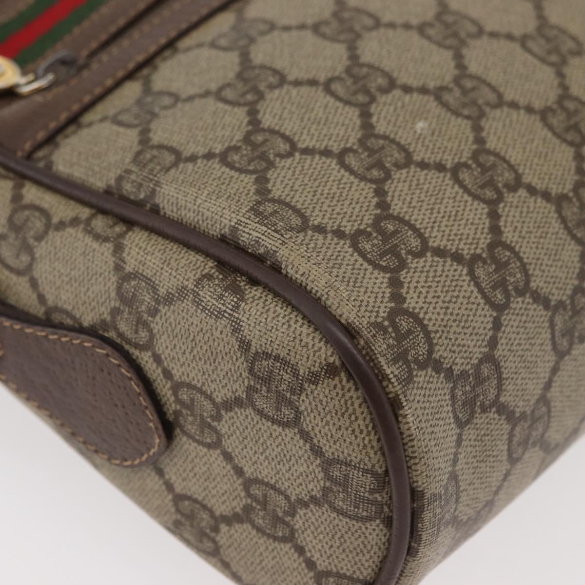 GUCCI GG Supreme Web Sherry Line Bag PVC Beige Gold 001 113 6472 Auth 176195