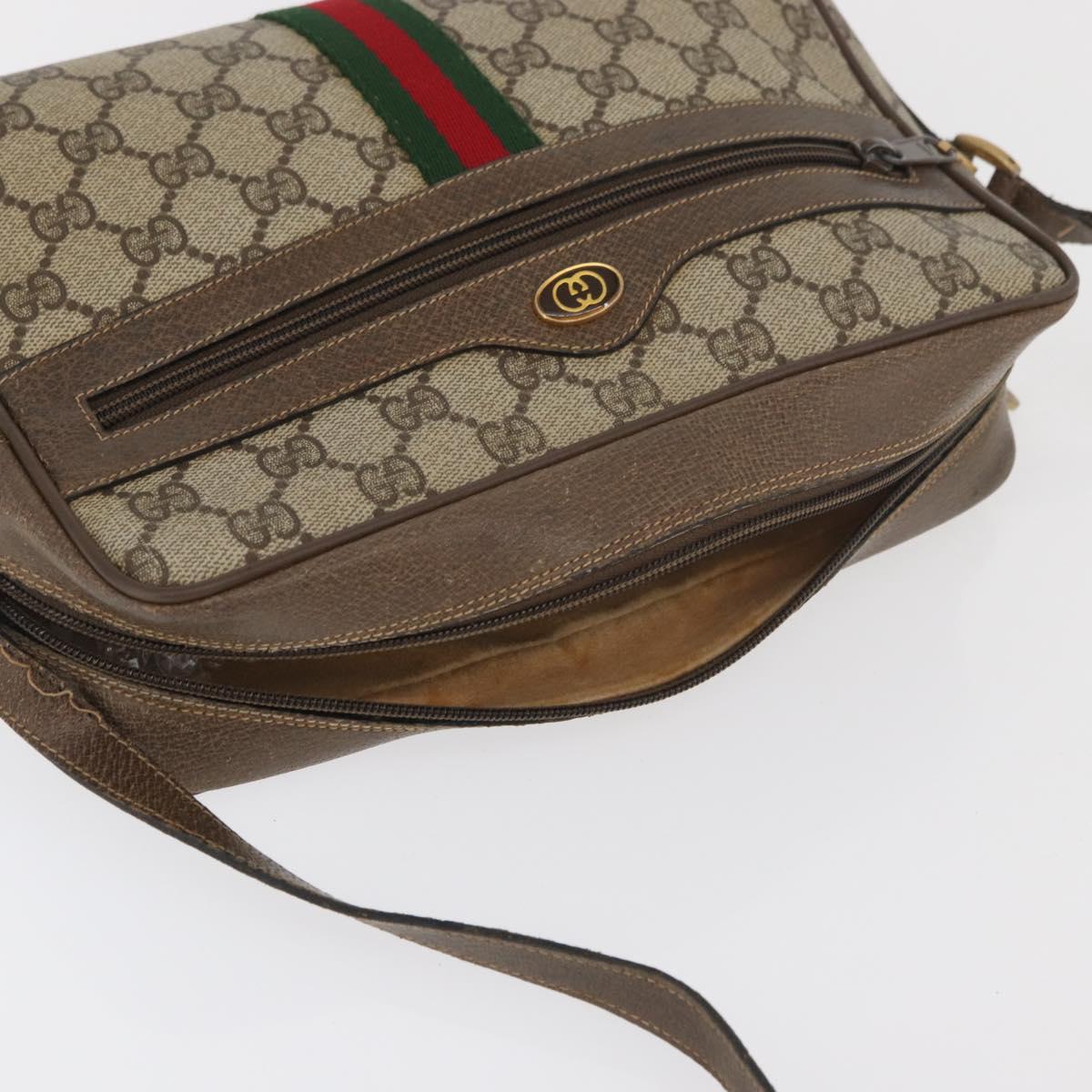 GUCCI GG Supreme Web Sherry Line Bag PVC Beige Red 68 02 005 Auth 176196