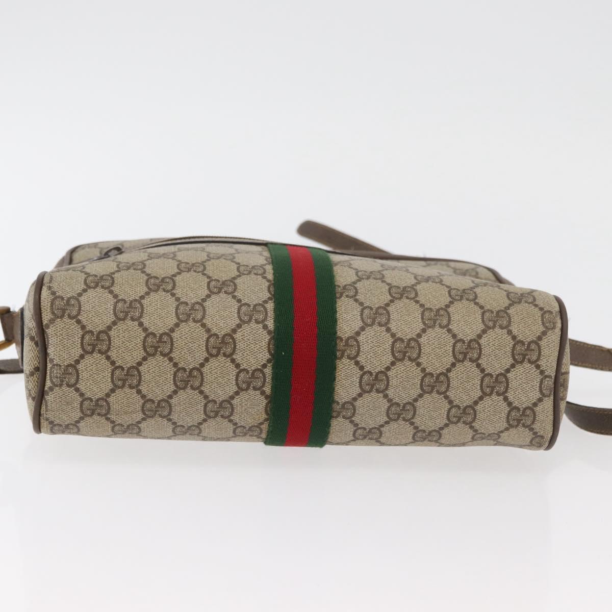 GUCCI GG Supreme Web Sherry Line Bag PVC Beige Red 68 02 005 Auth 176196