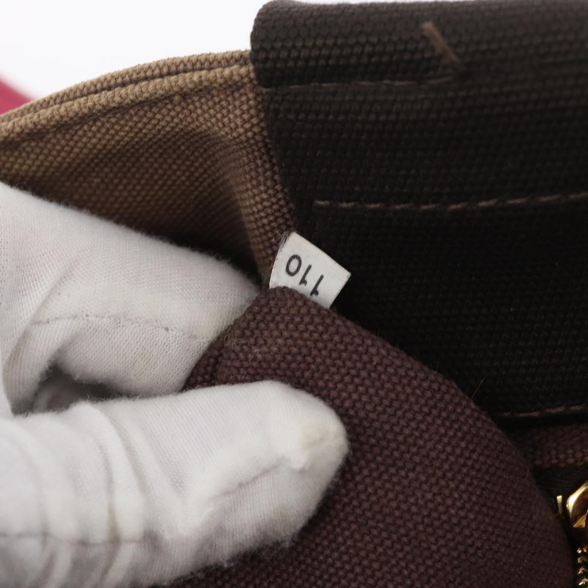 PRADA Canapa MM Hand Bag Canvas Brown Gold Auth 176198