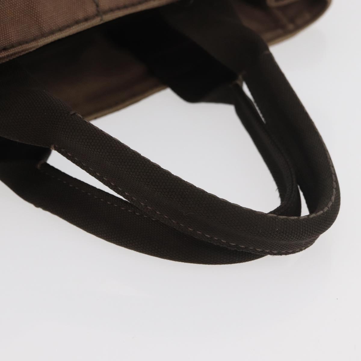 PRADA Canapa MM Hand Bag Canvas Brown Gold Auth 176198