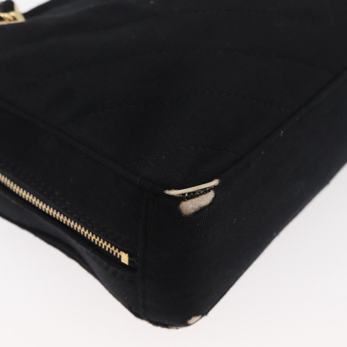 CHANEL V Stitch Chain Hand Bag Cotton Black Gold CC Auth 176202