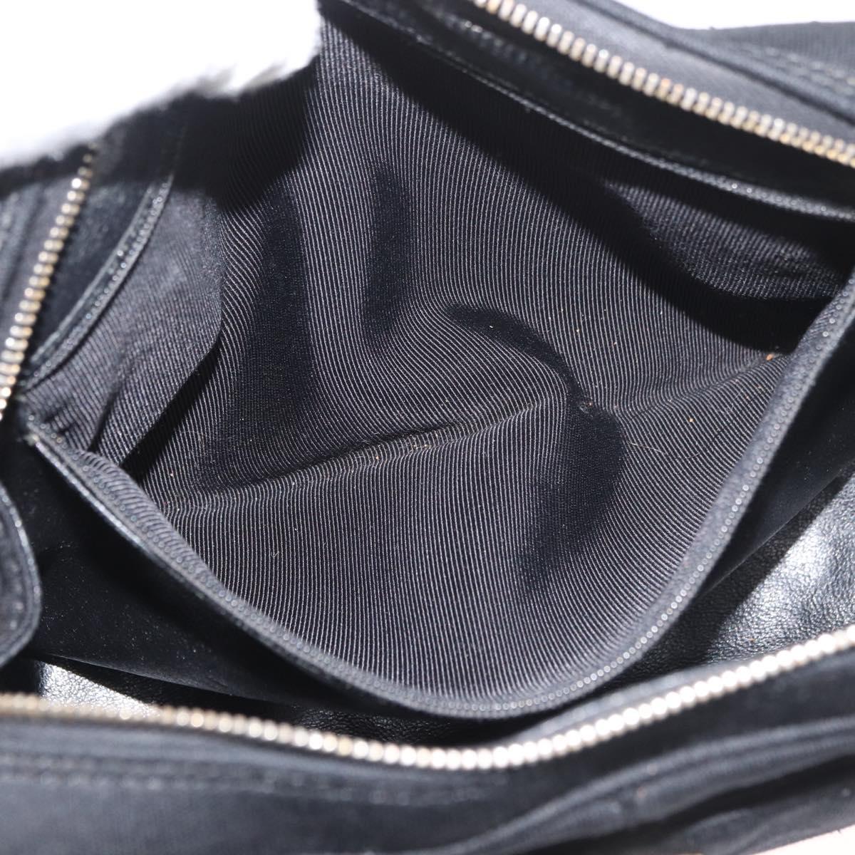 CHANEL V Stitch Chain Hand Bag Cotton Black Gold CC Auth 176202