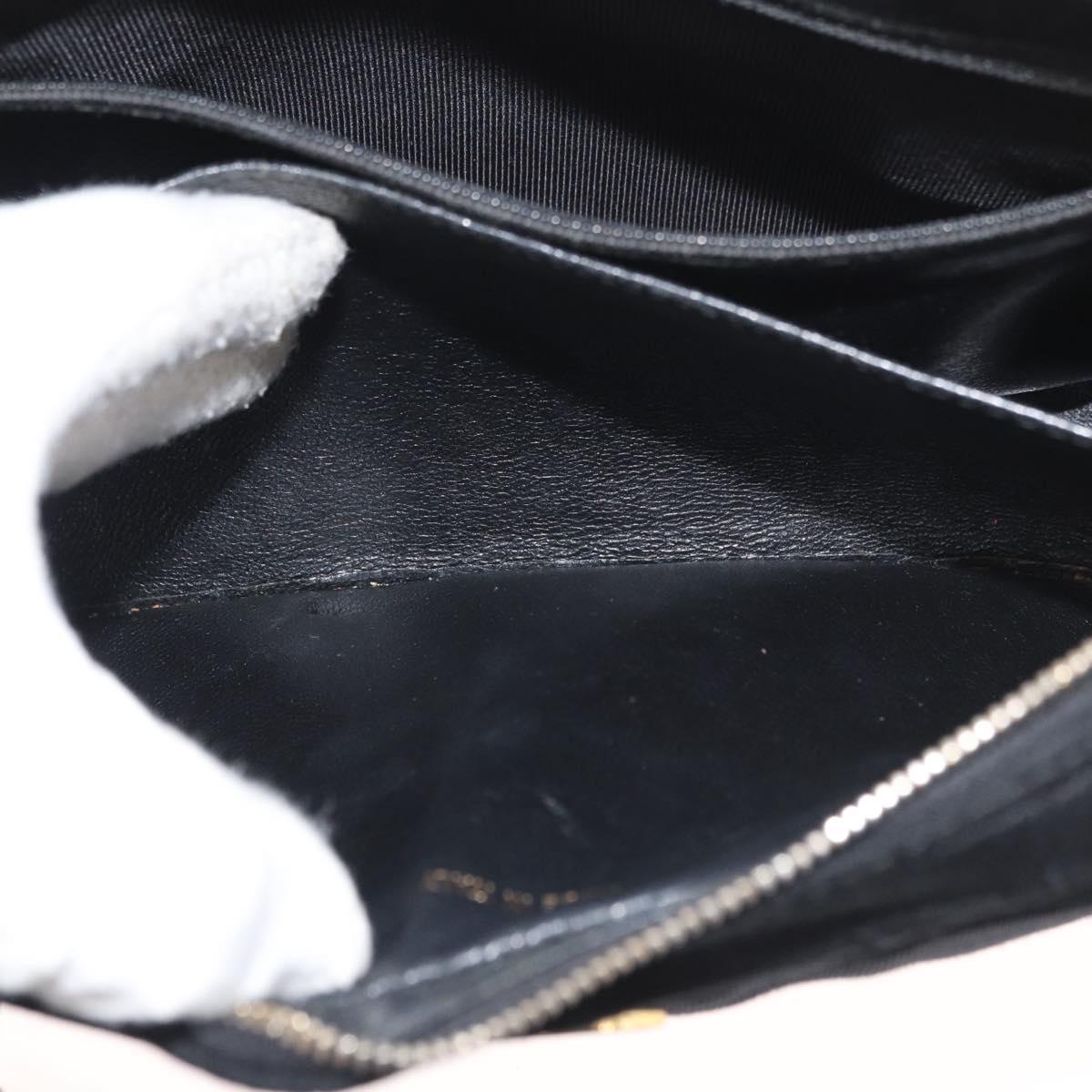 CHANEL V Stitch Chain Hand Bag Cotton Black Gold CC Auth 176202