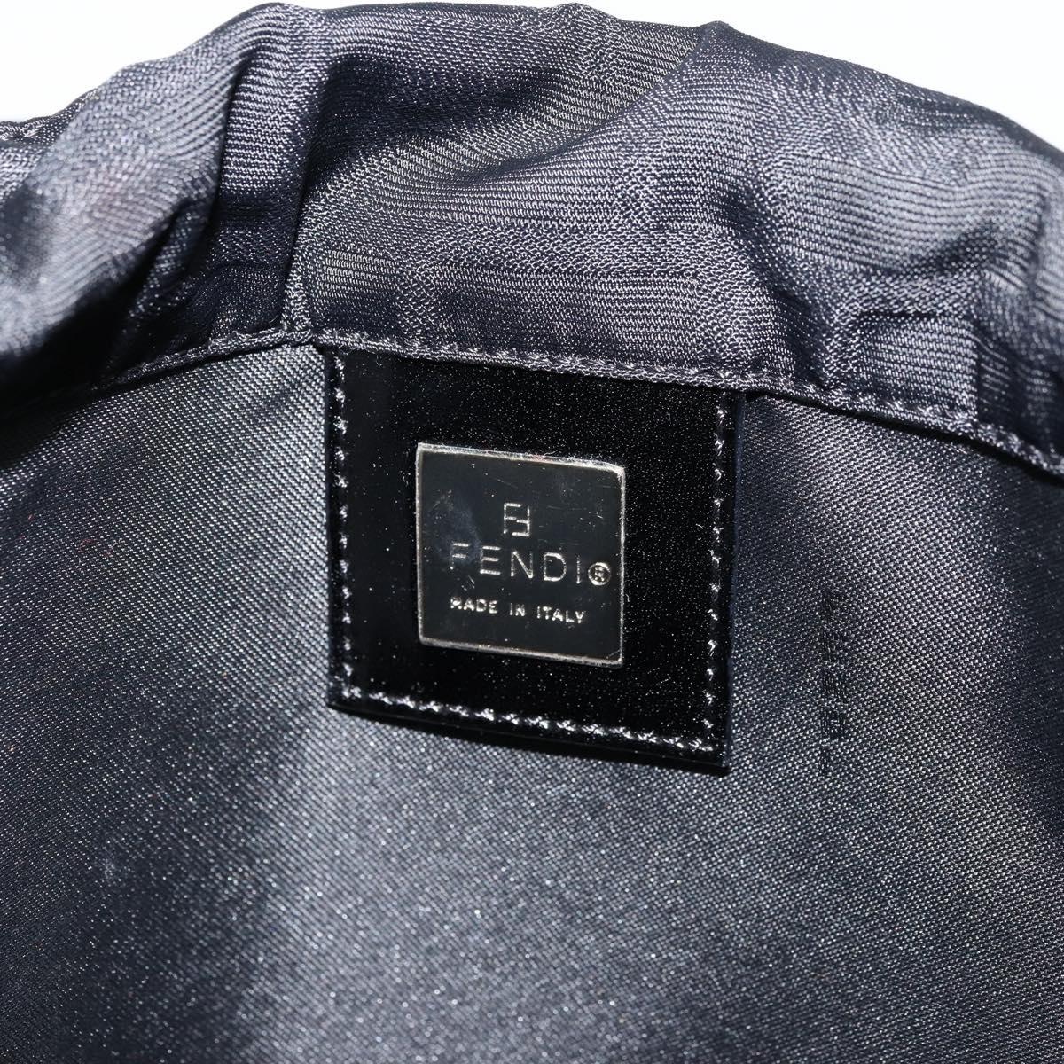 FENDI Zucca Canvas Tote Bag Nylon Black Silver Auth 176210