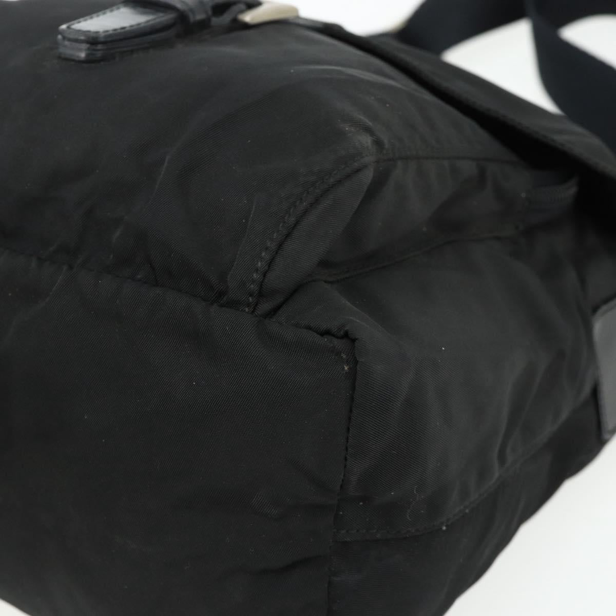 PRADA Shoulder Bag Nylon Black Silver Auth 176211