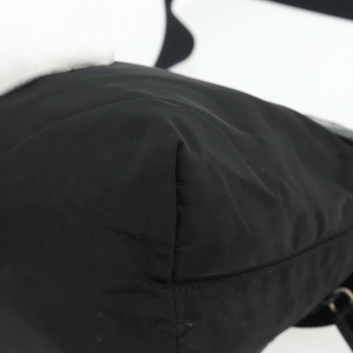 PRADA Shoulder Bag Nylon Black Silver Auth 176211