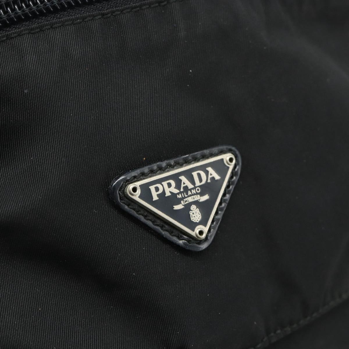 PRADA Shoulder Bag Nylon Black Silver Auth 176211