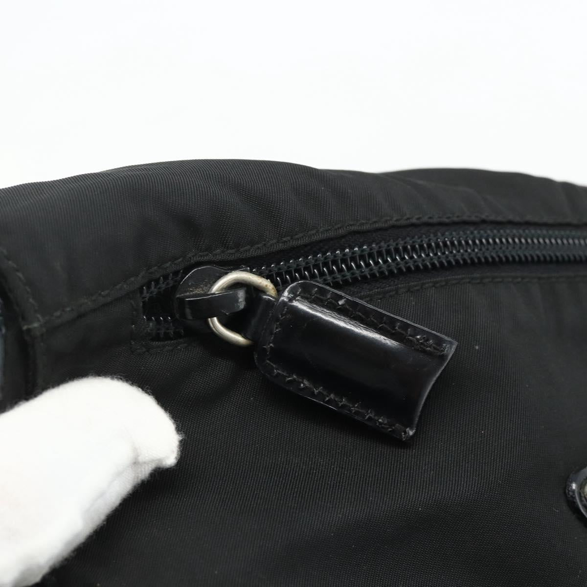 PRADA Shoulder Bag Nylon Black Silver Auth 176211