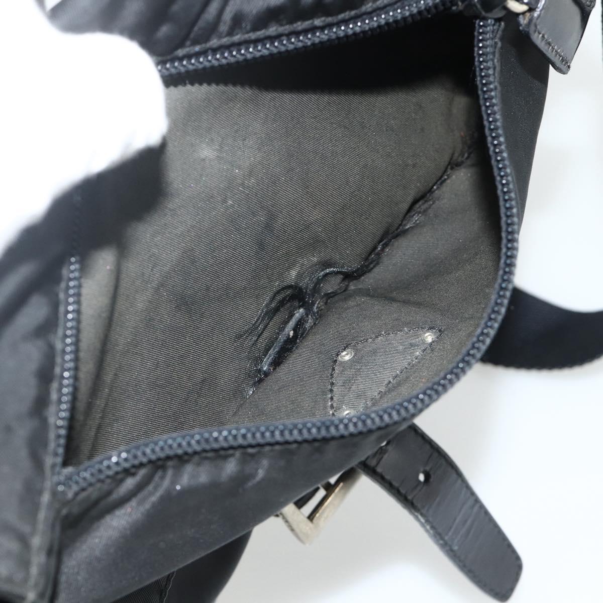 PRADA Shoulder Bag Nylon Black Silver Auth 176211