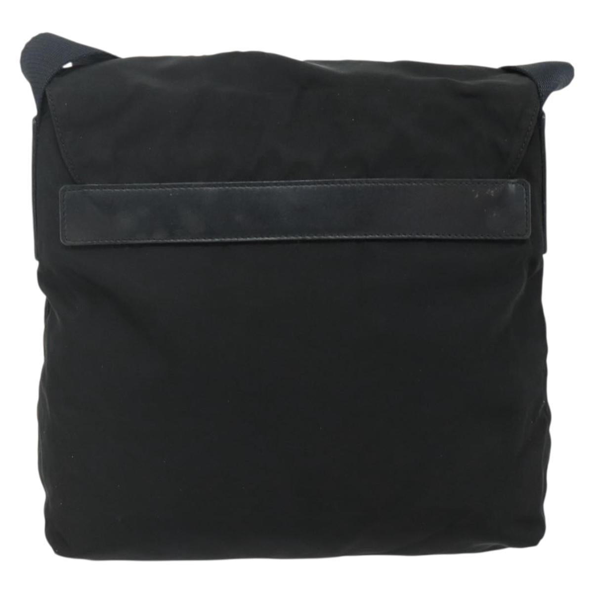 PRADA Shoulder Bag Nylon Black Silver Auth 176211