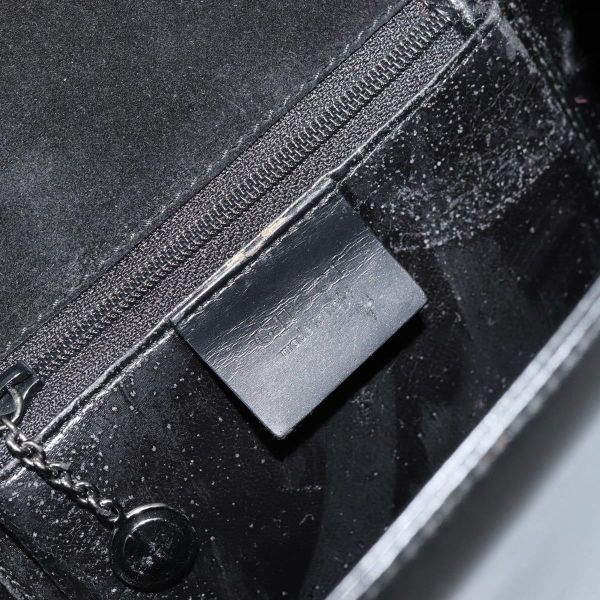 GUCCI Hand Bag Leather Black Silver 007 2002 Auth 176212