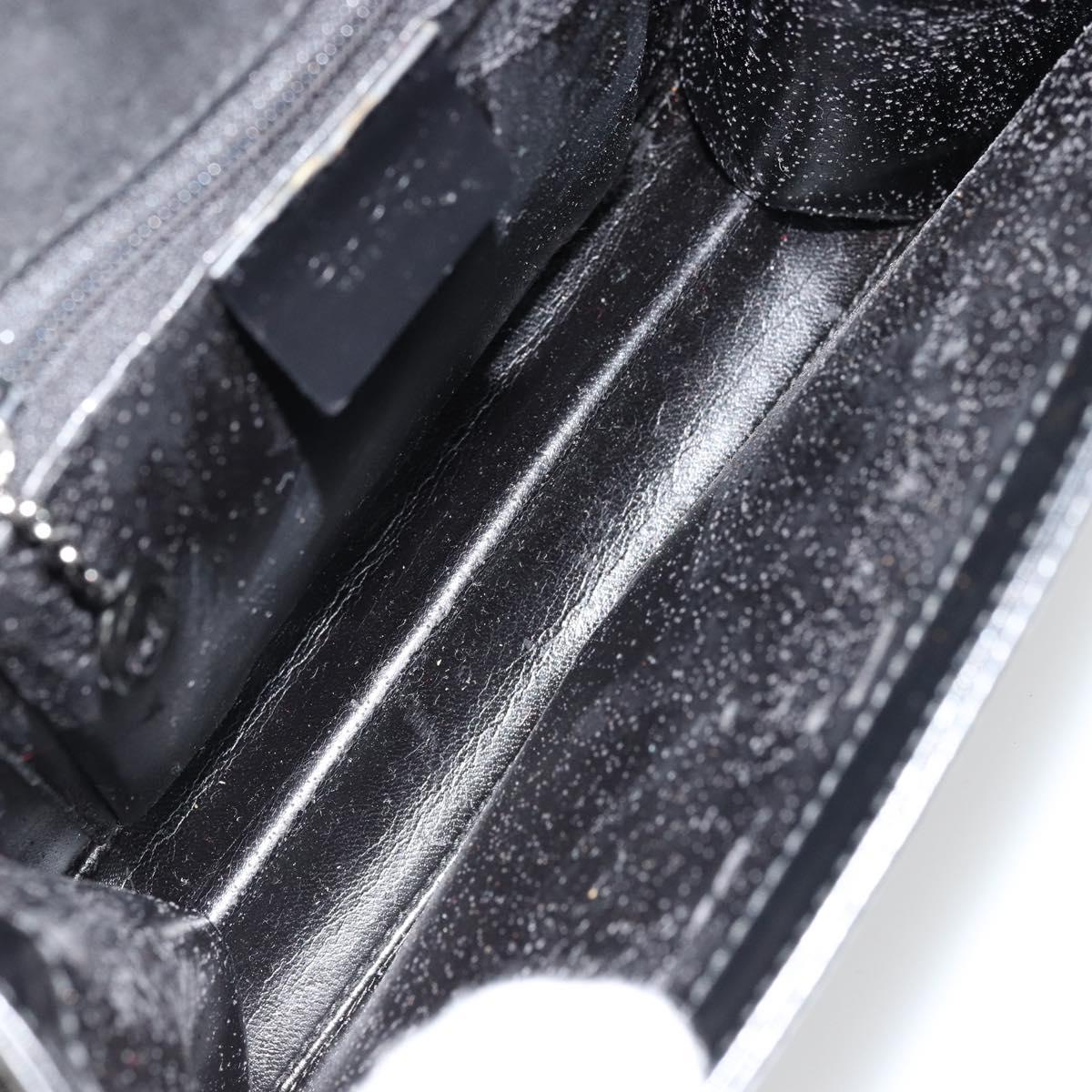 GUCCI Hand Bag Leather Black Silver 007 2002 Auth 176212